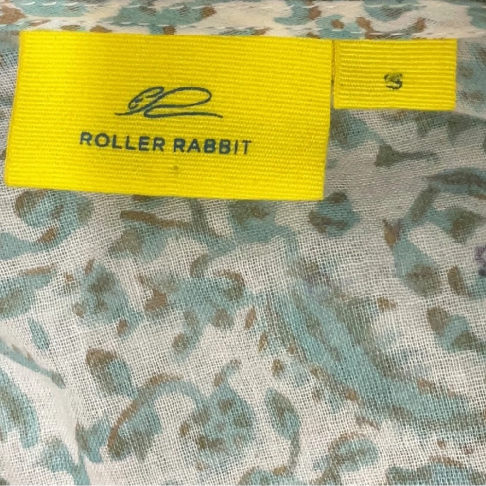 Roller Rabbit Green Block Print Maxi Button Down … - image 8